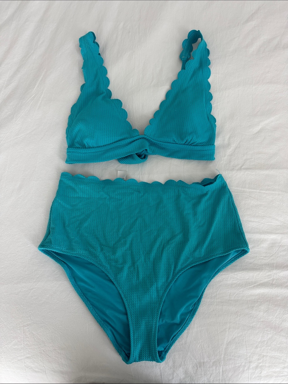 aerie Teal Scallop-Trim High-Waist Bikini